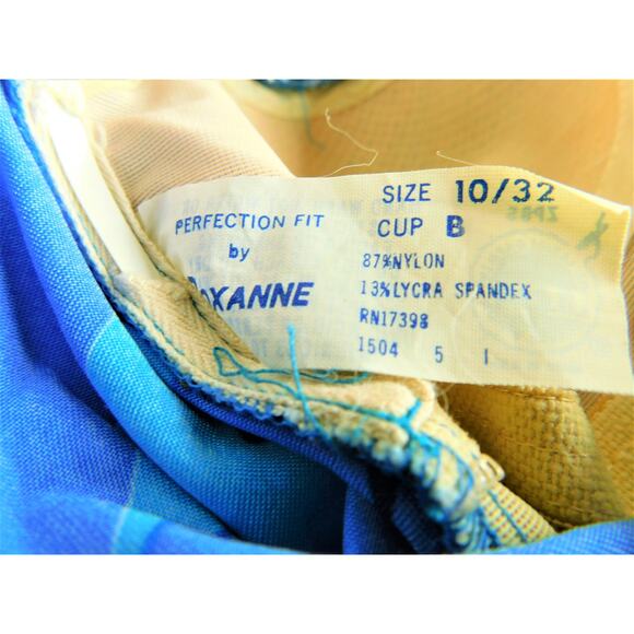 Vintage Perfection Fit By Roxanne Swimsuit Bathing Suit Blue Floral Size 10/32B - Picture 6 of 10